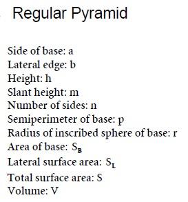 Geometry Regular Pyramid Mathematics Formulas