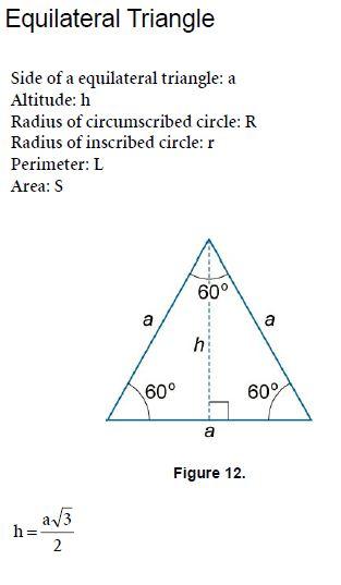 Geometry Equilateral Triangle Mathematics Formulas