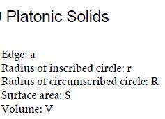 Geometry Platonic Solids Mathematics Formulas