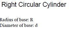 Geometry Right Circular Cylinder Mathematics Formulas