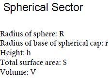 Geometry Spherical Sector Mathematics Formulas