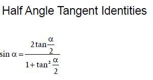 Trigonometry Half Angle Tangent Identities Mathematics Formulas