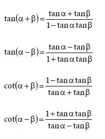 Trigonometry Addition and Subtraction Mathematics Formulas