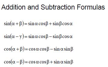 Trigonometry Addition and Subtraction Mathematics Formulas
