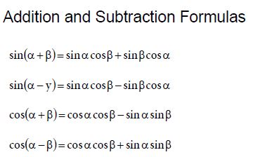 Trigonometry Addition and Subtraction Mathematics Formulas