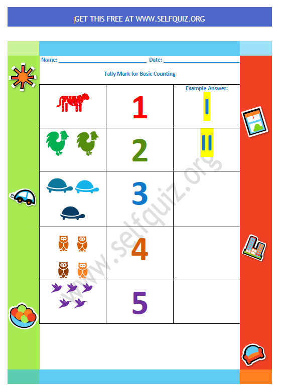 Ready to Print Basic Counting tally method